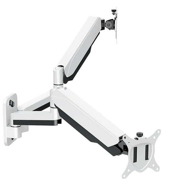 Soporte de pared para dos monitores MOUNT PRO para pantallas de 13 a 32 pulgadas, color blanco
