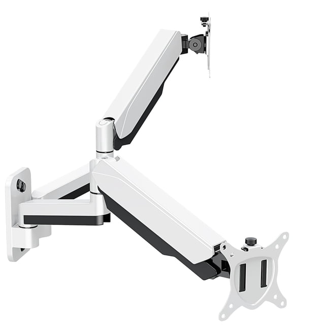 Soporte de pared para dos monitores MOUNT PRO para pantallas de 13 a 32 pulgadas, color blanco