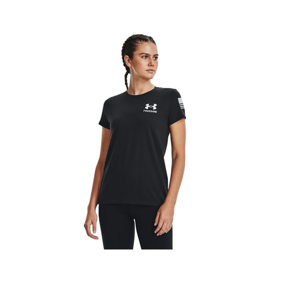 Under Armour 1370819001XL Freedom Banner Womens Size XL Black Athletic T-Shirt