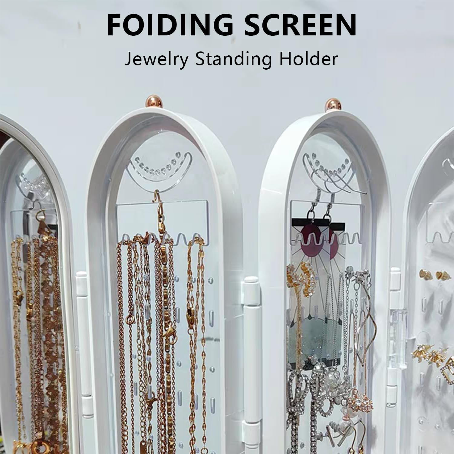 Earring Organizer Box, Jewelry Holder Organizer for Necklace Earrings Rings Bracelets,Large Jewelry Organizer With 4-Layer Dustproof 153 Stud Earrings Hanging Hole 21 Necklace Groove 3 "U" Groove