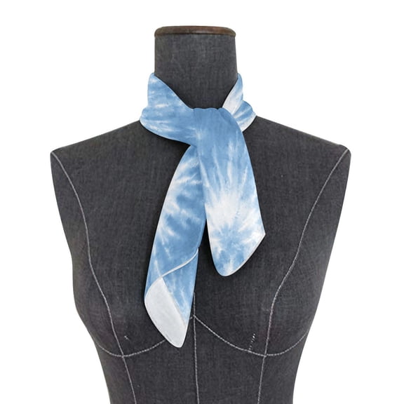 Square Scarf 24x24 Inch Warm Blue Tie-dye Pattern Silky Satin Sun Protection Neck Scarf for Women Multi-Purpose Head Wrap Bandana for Hair Bag Decoration