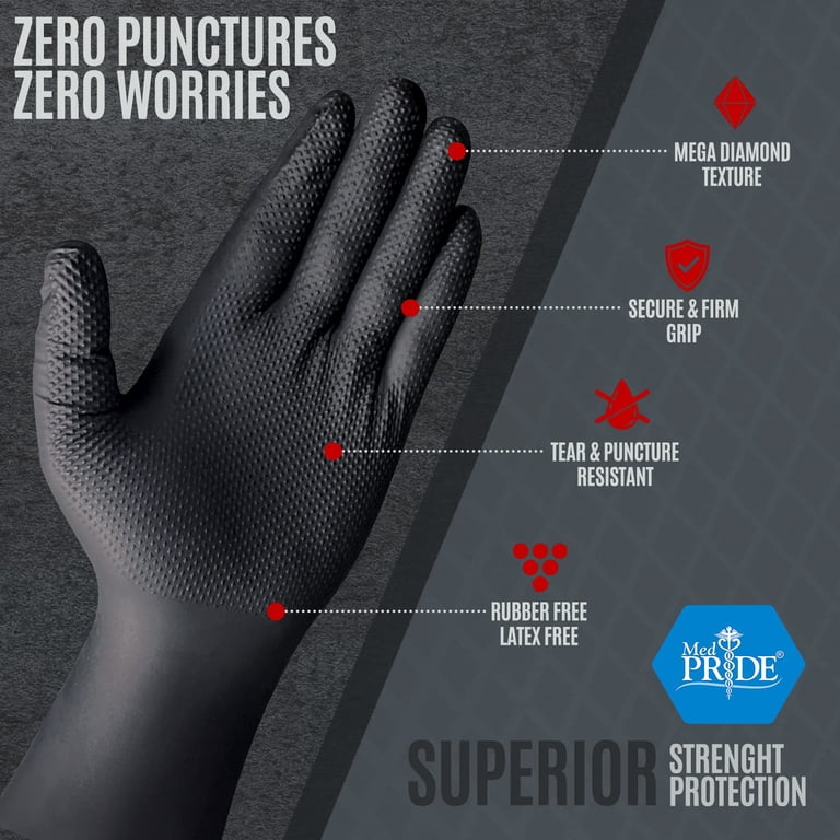 MedPride Black Nitrile Gloves, XL, Industrial, 100-Pack - Walmart.com