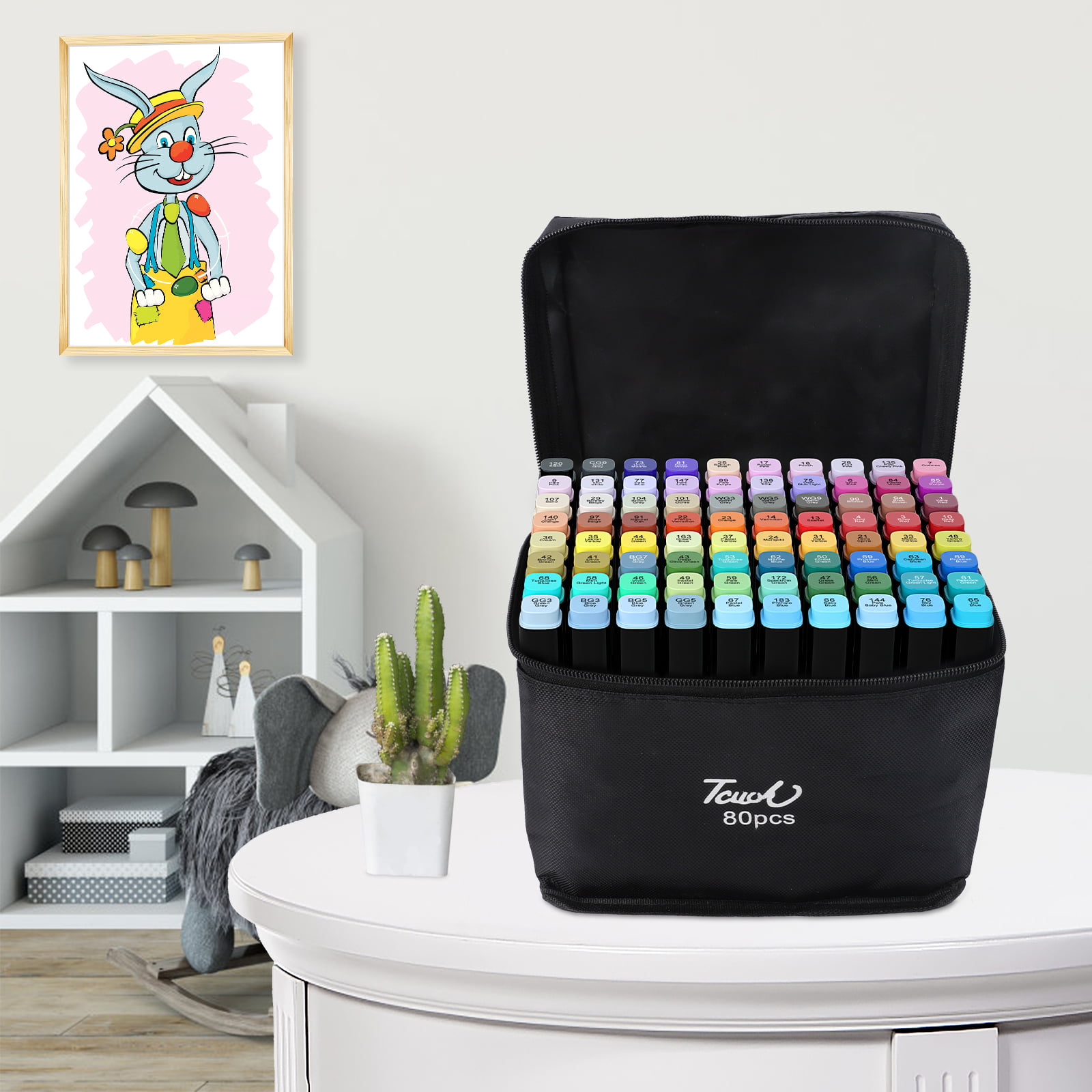 chfine Art Marker Set - 80 Colors Dual Tip Permanent Sketch Markers - Ideal  for Artists Adults Kids Drawing Coloring Crafts Gifts with Carry Case for