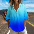 thumbnail image 5 of Hvyesh 3/4 Length Sleeve Womens Tops Collared Work Shirts V-Neck Casual Blouses Trendy Tie Dye, 5 of 5