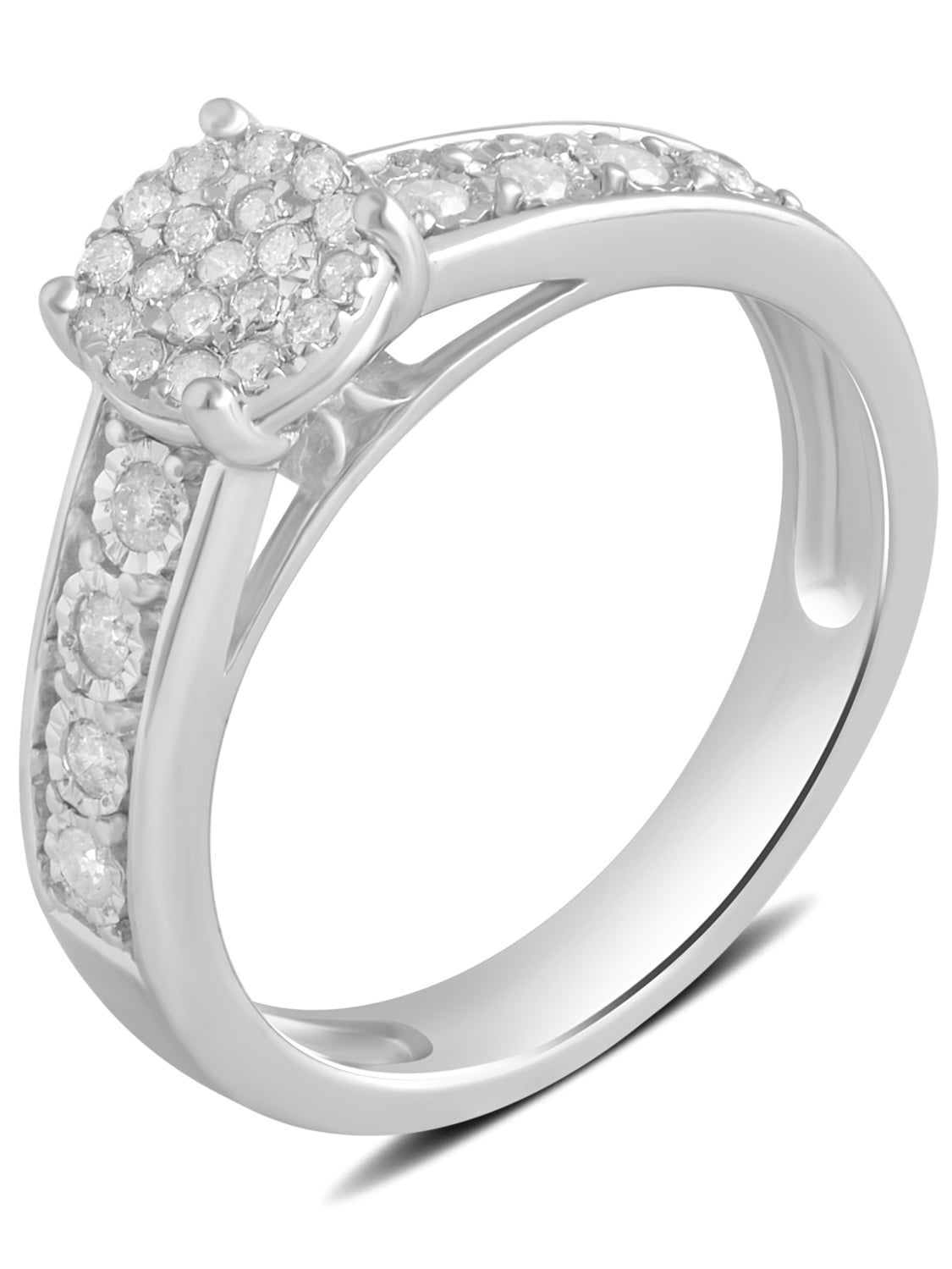 1/2 Carat T.W Diamond Miracle Plate Sterling Silver Bridal Set.