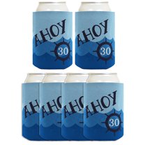ThisWear 30th Birthday Gifts for All Funny Beer Coolie Ahoy 30 Sailing Boating Nautical Gift 6 Pack Can Coolie Drink Coolers Coolies Ocean