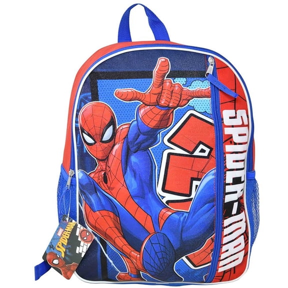 Spiderman 16" Backpack with 1 Vertical Front Pocket- Perfect for Preschool & Elementary Boys & Girls