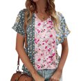 thumbnail image 1 of Fiudx Camisas de Mujer Blusa Superior de Camiseta de Manga Corta con Cuello En V Estampada Informal de Moda para Mujer, 1 of 5