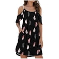 thumbnail image 2 of SMihono Robe d'Été pour Femmes Grande Taille Mode Femmes Été Décontractée Col Rond Imprimé Manches Courtes Poche Robe Mini, 2 of 6