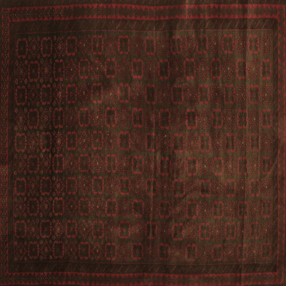 Ahgly Company Indoor Square Abstract Brown Contemporary Area Rugs, 3' Square
