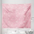 thumbnail image 1 of Pale Pink Tapestry, Ornamental Floral Pattern with Swirled Lines Flourishing Petals Feminine Girls Design, Fabric Wall Hanging Decor for Bedroom Living Room Dorm, 5 Sizes, White, by Ambesonne, 1 of 1