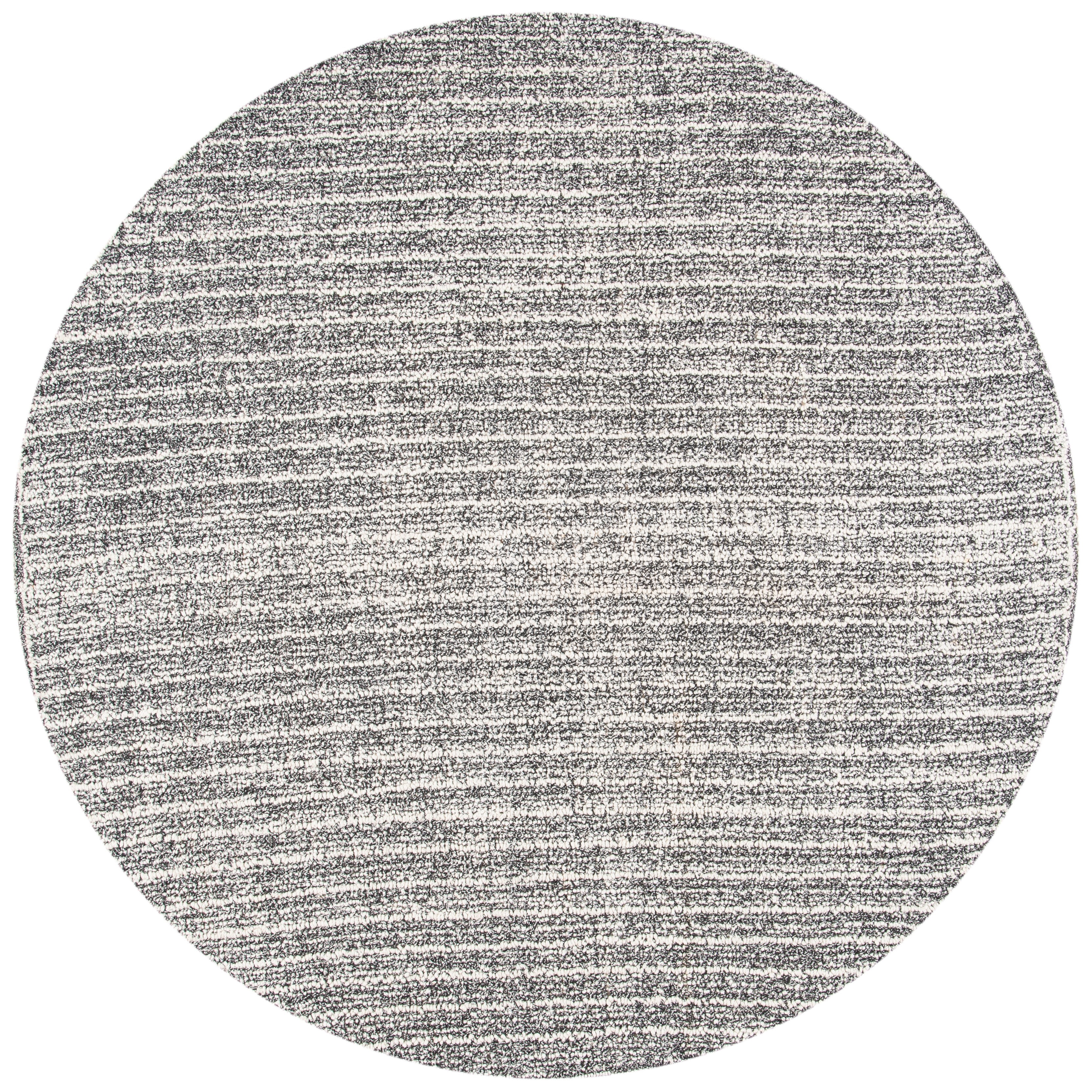 SAFAVIEH Abstract Dani Striped Area Rug, Ivory/Black, 6' x 6' Round