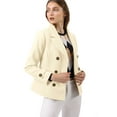 thumbnail image 2 of INSPIRE CHIC Caban Court d'Hiver pour Femme à Revers Cranté en V, Double Boutonnage, 2 of 7