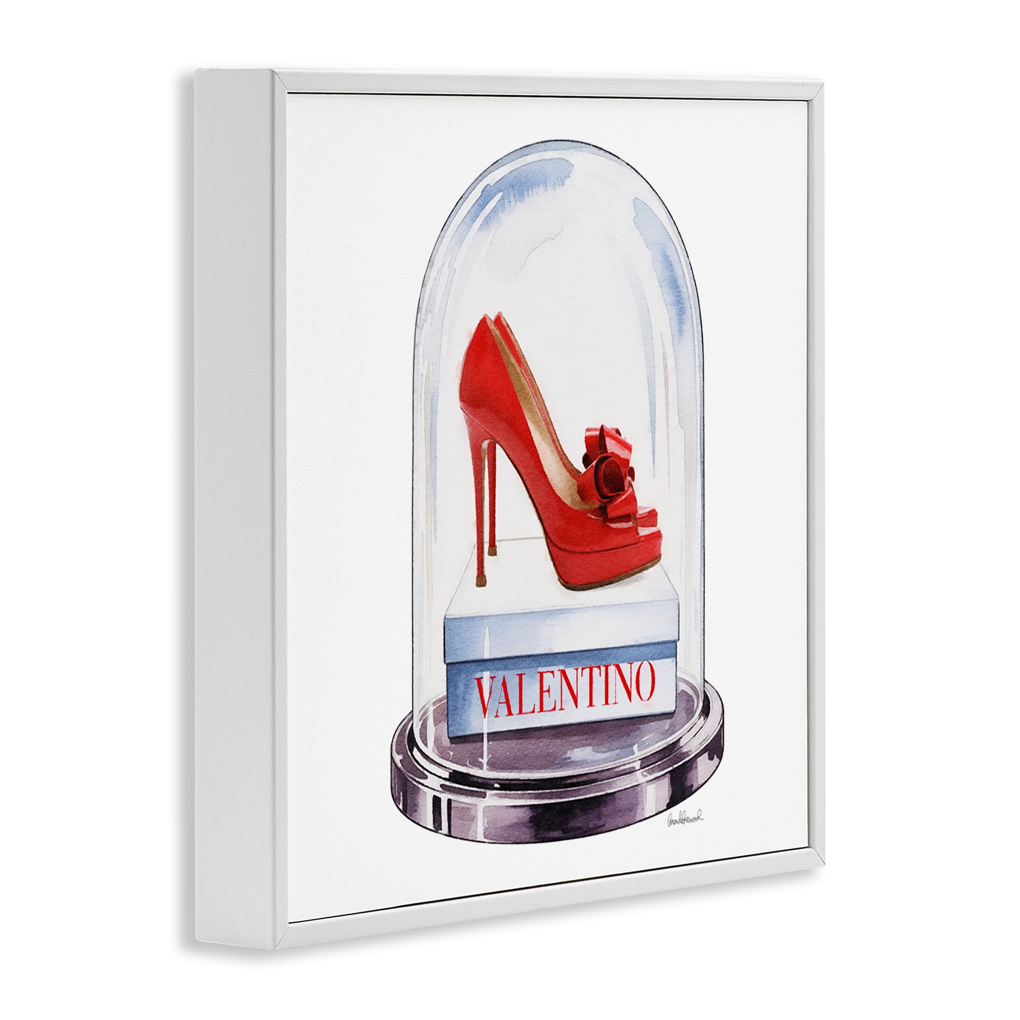 Stupell Industries Red Heels in Bell Jar White Framed Giclee Art, design by Amanda Greenwood