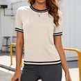 thumbnail image 2 of hotojiny Women's Striped T-Shirts Fashion Short Sleeve Basic Tees Crewneck Loose Fit Tops Casual Shirts Summer Trendy, 2 of 7