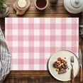 thumbnail image 4 of Pink Gingham Buffalo Check Placemats Set of 6, Pink White Table Mats Washable Heat-Resistant Non-Slip Place Mats for Kitchen Dinner Table Indoor Outdoor Decor,13x19 Inch, 4 of 9