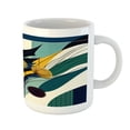 thumbnail image 3 of Ambesonne Floral Eucalyptus Ceramic Coffee Mug, Abstract Thistles, 11 oz, Teal Mustard Blue, 3 of 4