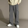 thumbnail image 1 of Pantalones largos para niños, de color liso, con cintura elástica y bolsillos laterales, ajustados, deportivos, largos, de poliéster., 1 of 7