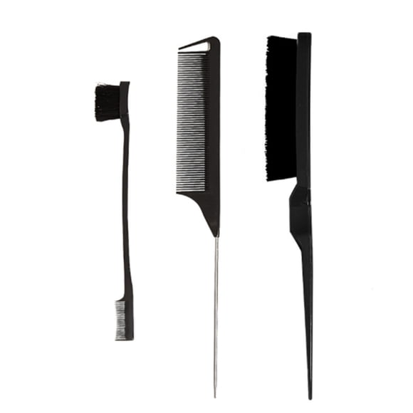 YATLTE Slick Back Grooming Set, 3 Pieces Hair Styling Comb, Teasing Hair Brush Rat Tail Comb Edge Brush for Edge&Back Brushing, Combing, Slicking Hair for Women