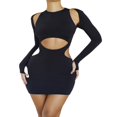 thumbnail image 4 of Robe Mini à Manches Longues Ajourée pour Femmes, Robe Moulante Ajourée, Robe Courte de Soirée Cocktail Boîte de Nuit, Y2k Été Mode Urbaine Noir TG, 4 of 7