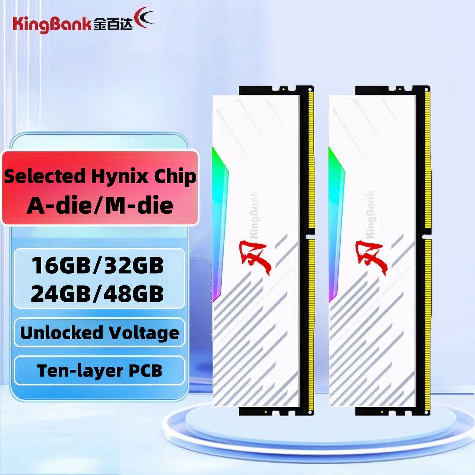 KingBank DDR5 6800MHz RAM 48GB(24GB×2） KingBank DDR5 RGB RAM 16GB 32GB 24GB 48GB 6000 6400 6800 7200 7600