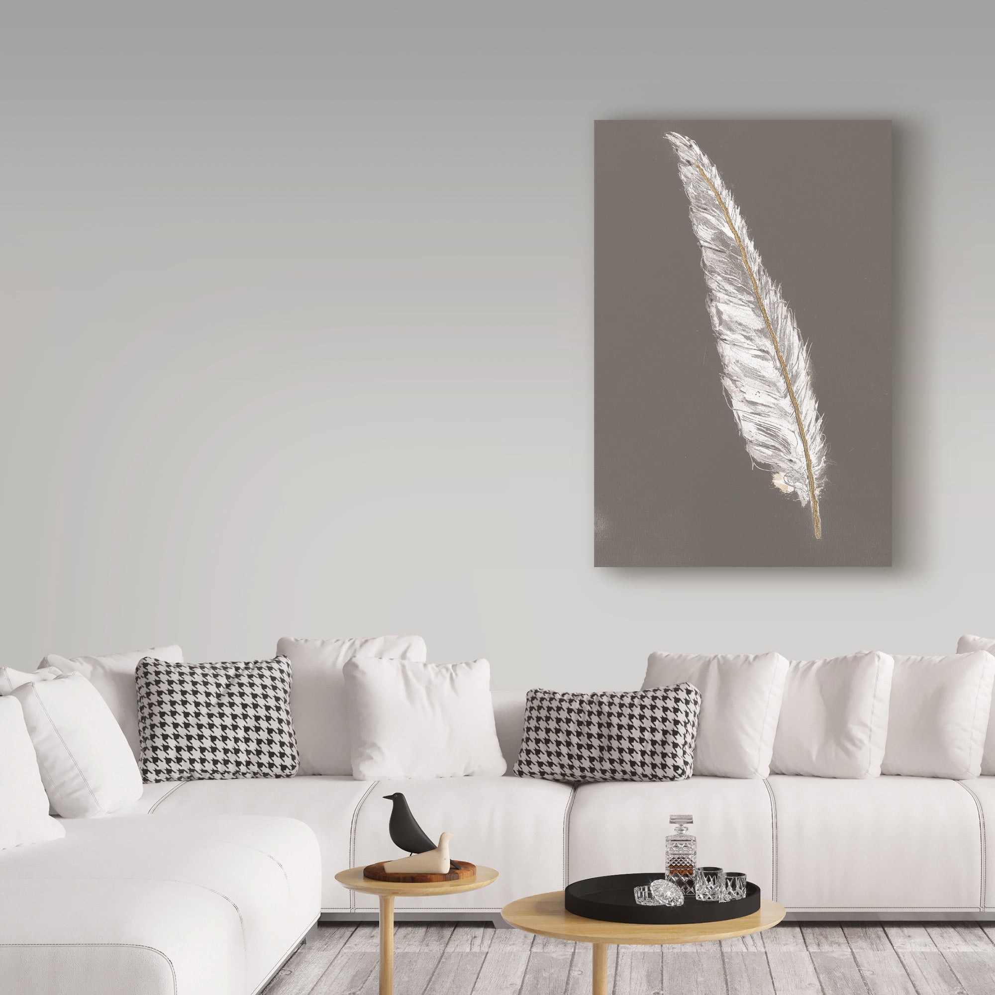 Trademark Fine Art 'Gold Feathers VI on Grey' Canvas Art by Chris Paschke