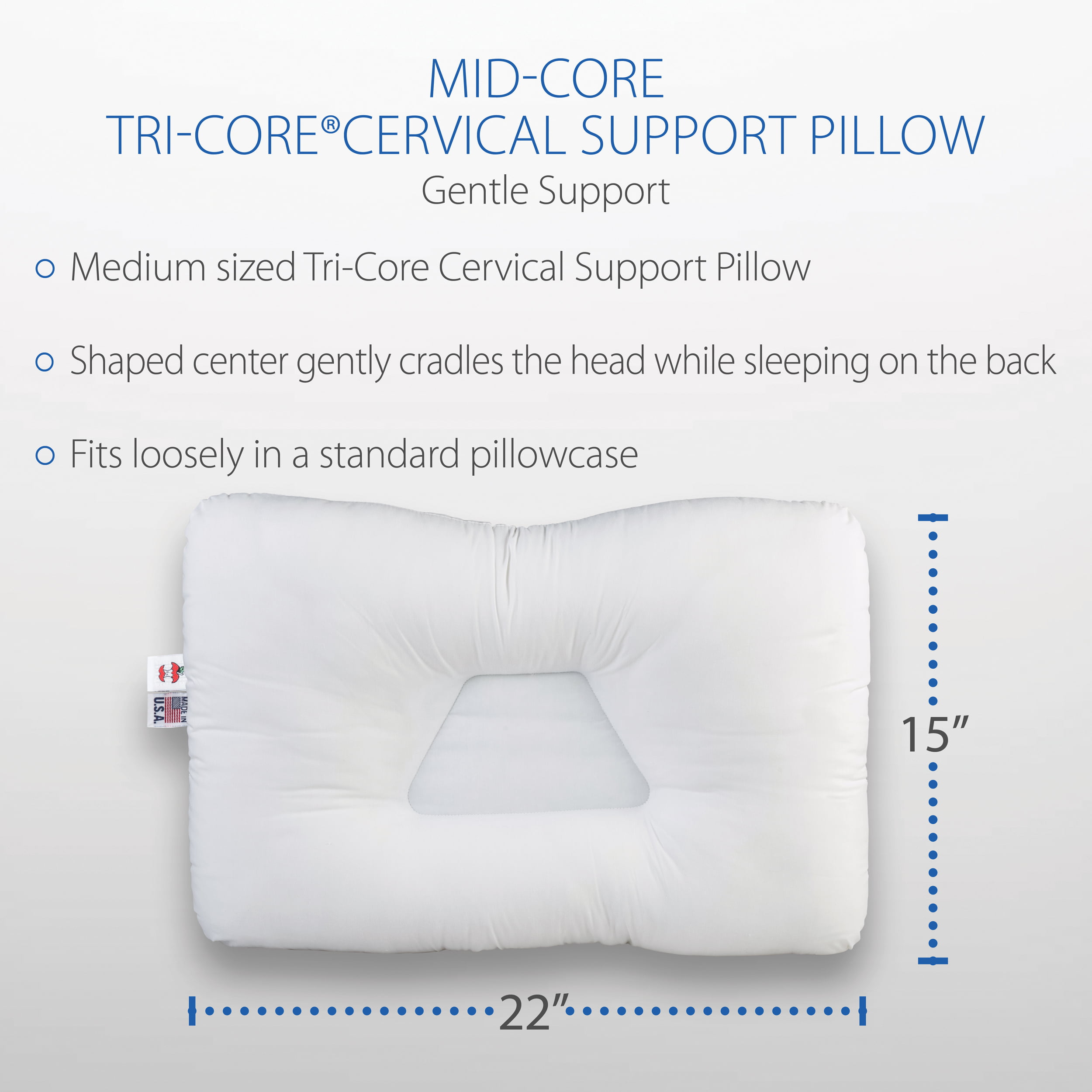 Core Products Tri-Core Cervical Support Pillow Full Size Gentle