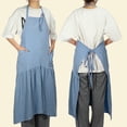 thumbnail image 2 of Unique Bargains Cotton Linen Apron Halter Apron Apron with Pockets Painting Pinafore for Baking Garden Cleaning Blue, 2 of 6