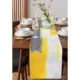 thumbnail image 4 of Ldtrchee Yellow Grey Table Runner 72 Inches, Abstract Oil Painted Modern Geometric Bed Runner Dresser Scarves Tabletop for Indoor Outdoor Parties/Ceremony/Banquet, 18" x 72", 4 of 8