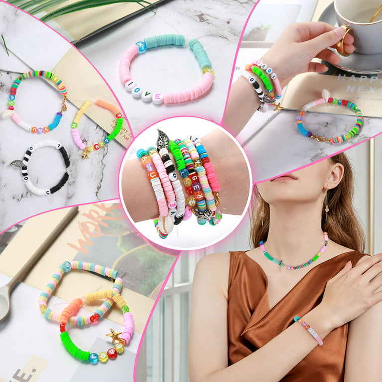 24 Colors 6mm Beads Kit with Accessories for Jewellery Making, DIY Bead  Sets Craft Kits for Bracelet Necklaces Hairbands Friendship Bracelet Making
