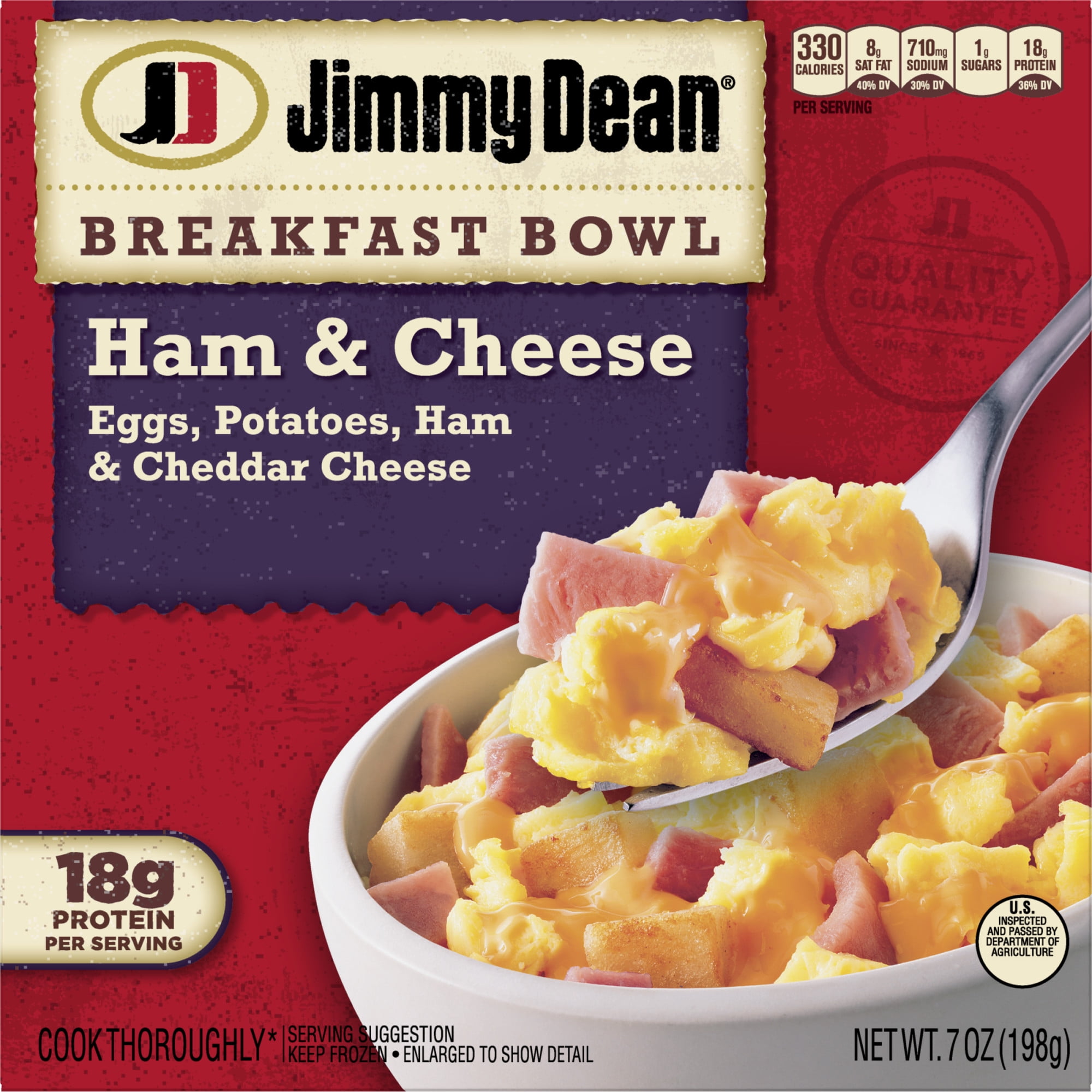 Jimmy Dean Ham Egg Cheese Breakfast Bowl 7 Oz Frozen Walmart Com