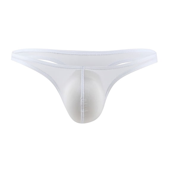 Arlun Mens Ice Silk Thongs T-Back Low Rise Bikini Briefs Lightweight Breathable Skin Friendly Underwear with Contour Pouch Soft Cozy Simple Pure Color Underpants 0-White XL