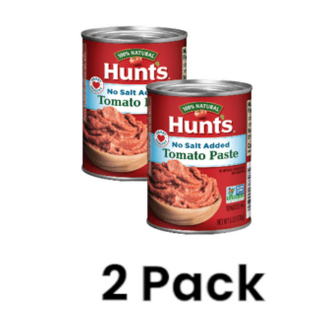 (2 pack) Hunt's No Salt Added Tomato Paste, 6 oz Can