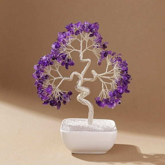 Purple Jade Chakra Tree of Life Crystal Tree for Positive Energy, Handmade Gemstone Tree, Money Tree Bonsai - Healing Crystals, Wealth & Good Luck Stones Spiritual Gift