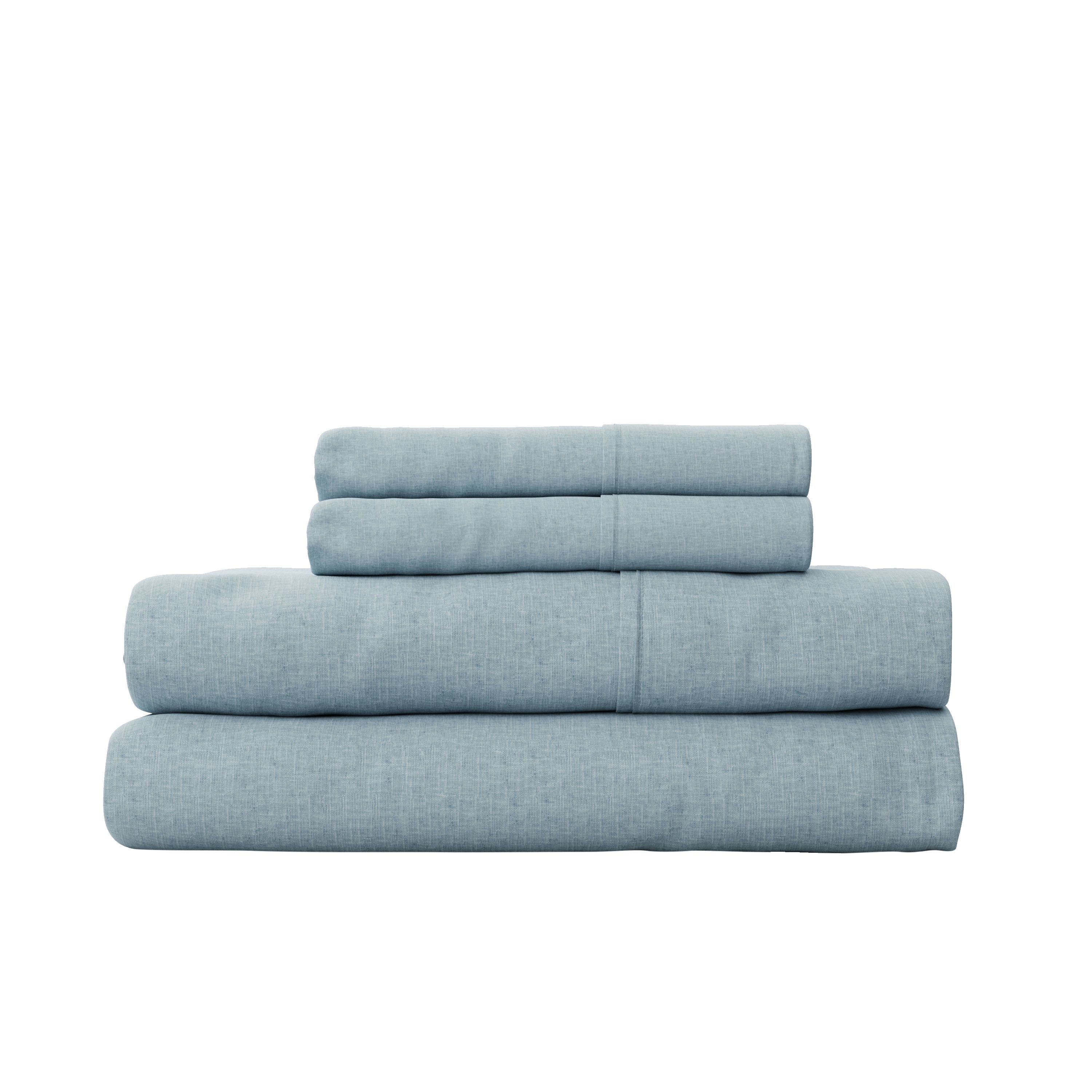 Seed & Stone Recycled Cotton Percale Bed Sheet Set, Soft, with Deep Pockets, King, Blue, 4-Piece