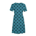 thumbnail image 5 of Sakmal Polka Dot Womens Dresses Summer Basic Loose Fit Comfort Fit Short Sleeve Blue Long Sundress, 5 of 5