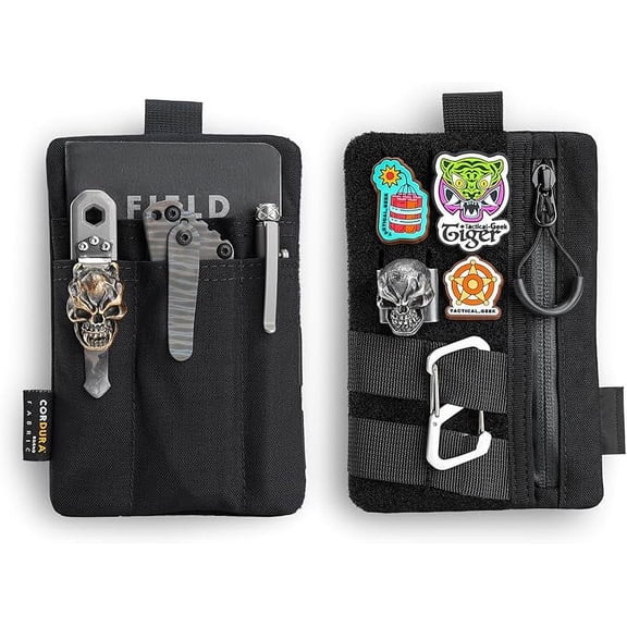 VIPERADE VE27 EDC Pouch, 6 Pockets EDC Organizer Pouch for Men, Cordura EDC Pouch with Zipper Pocket, Multitool Pouch for EDC Gears-Black