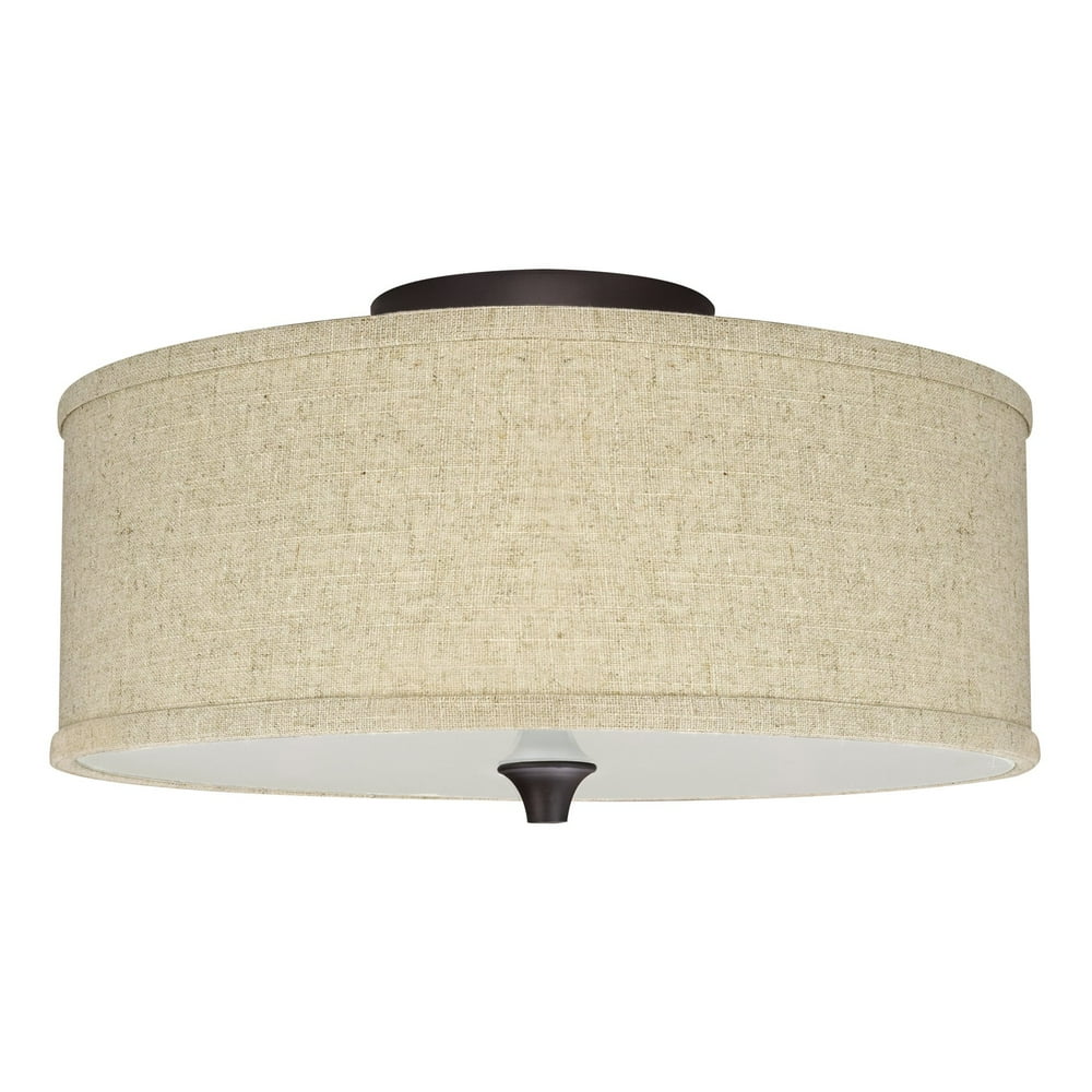 Revel Newport 14" 2Light SemiFlush Mount Ceiling Light + Beige Linen