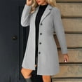thumbnail image 2 of Dwralegc Coats for Women Dress Mid Long Wool Blend Coat Trench Single Breasted Thicken Jackets Outerwear Balck Peacoat with Pockets Light Gray M, 2 of 7