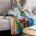 thumbnail image 3 of Colorful Cow Blanket Soft Cozy Warm Throw Blanket for Couch, Plush Fuzzy Flannel Fleece Blankets for Sofa, Farmhouse Oil Abstract Painting Animals Bed Blankets Lightweight Gifts for Women, 40"x60", 3 of 9