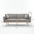 thumbnail image 6 of Veryke Modern Convertible Futon Sofa Bed, Velvet Sectional Sleeper Loveseat Couch with 2 Pillows, Metal Legs, Gray, 6 of 10