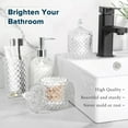 thumbnail image 6 of Bathroom Accessories Set, 4 Pack Clear Glass Bath Accessory Sets Complete, Diamond Soap Dispenser and Toothbrush Holder Set for Bathroom Counter Organizer Essentials, 6 of 7