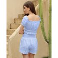 thumbnail image 4 of Women's Two Piece Outfits Square Neck/Off The Shoulder Ruffle Crop Top Frill Trim Shorts Sets, 4 of 5