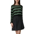 thumbnail image 4 of Arlun Women's Round Neck Crochet Pullover Sweaters Color Block Gothic Punk Ripped Knitted Tops Trendy Long Sleeve Striped Cropper Sweater 2025 Fall Winter Clothes Green One Size, 4 of 4