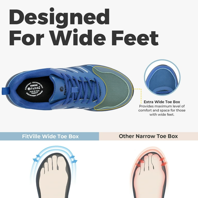 FitVille Lightweight Extra Wide Mens Running Shoe Breathable Walking Shoes for Heel Pain Relief 13 x Wide Walmart