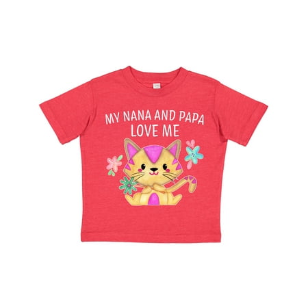 

Inktastic My Nana and Papa Love Me with Cute Kitten and Flowers Gift Toddler Boy or Toddler Girl T-Shirt