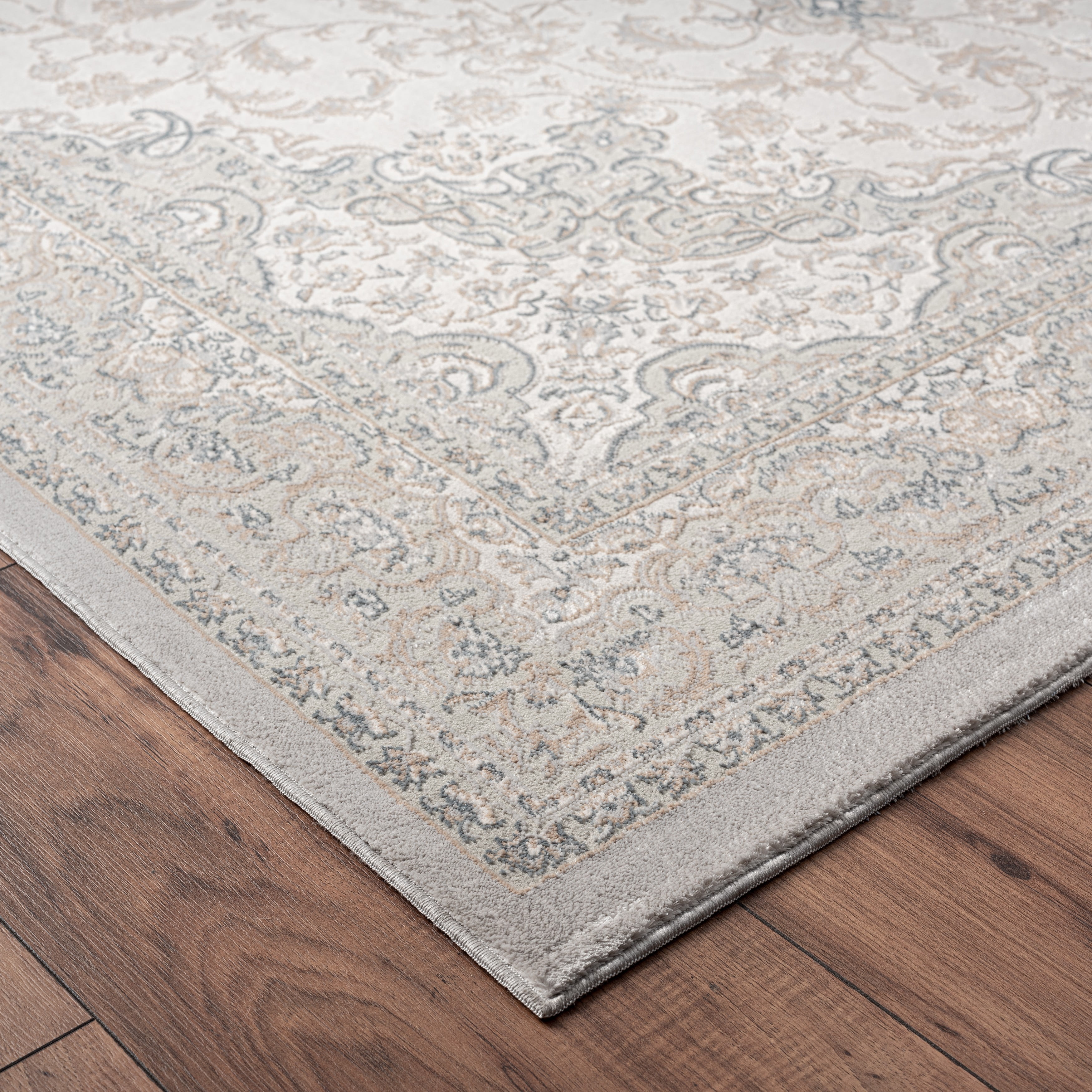 LR Home Imara Ilraz Gray Persian Medallion Polyester Area Rug, 7'9" x 10'9"