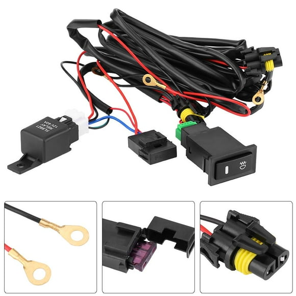 Keenso Wiring Harness, ON-OFF Spot Light Switch, Fog Light Switch Wiring Kit Fog Light For Car