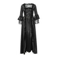 thumbnail image 4 of Bigersell Long Dresses for Women Casual Summer Female U-Neck 3/4 Sleeve Maxi Ball Gown Dress Style D-136 Birthday Dress Ladies Plus Size Summer Dresses , Black 5XL, 4 of 5