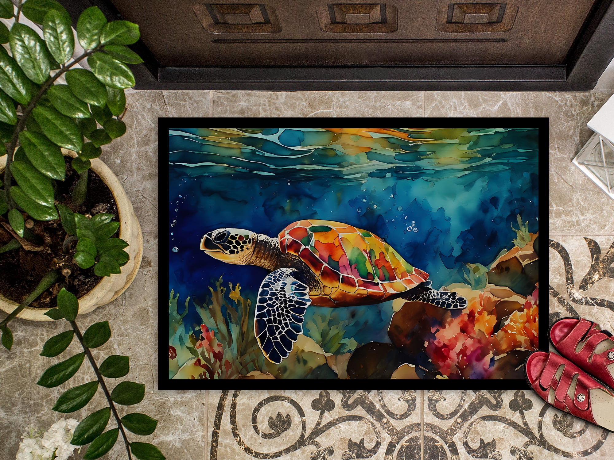 Carolines Treasures DAC2808MAT 18 x 27 in. Unisex Loggerhead Sea Turtle Doormat